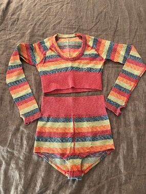 Free People Striped Crop Top Set